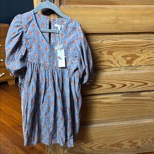 Rylee + Cru Blue Floral Puff Sleeve Dress